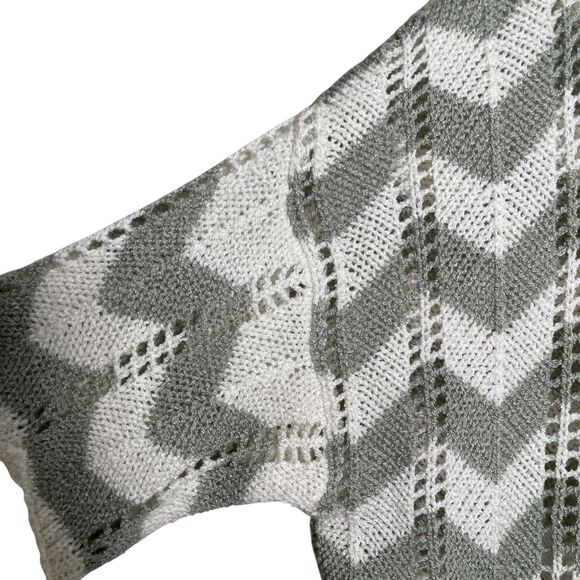 Pol Sweater Women's Medium Knit Chevron 3/4 Sleeve Round Neck Pullover - Picture 5 of 10